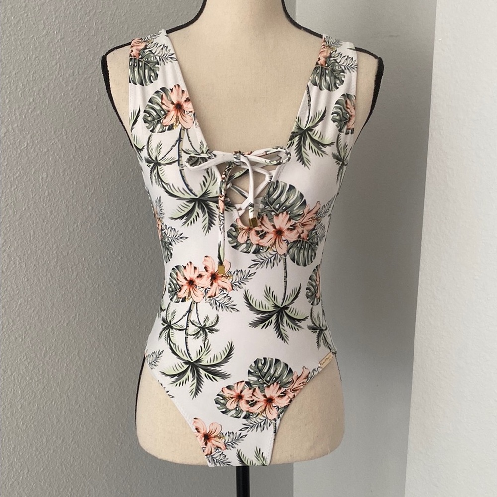 Arena Di Mare Floral Lace-Up One-Piece Swimsuit